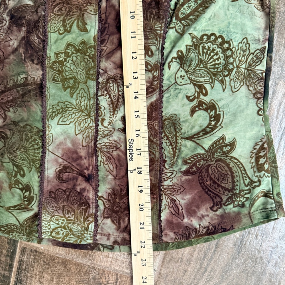 Dressbarn Vintage Whimsigoth Women Burnout Paisley Lace Tank Top,Green Brown, XL - Picture 10 of 11